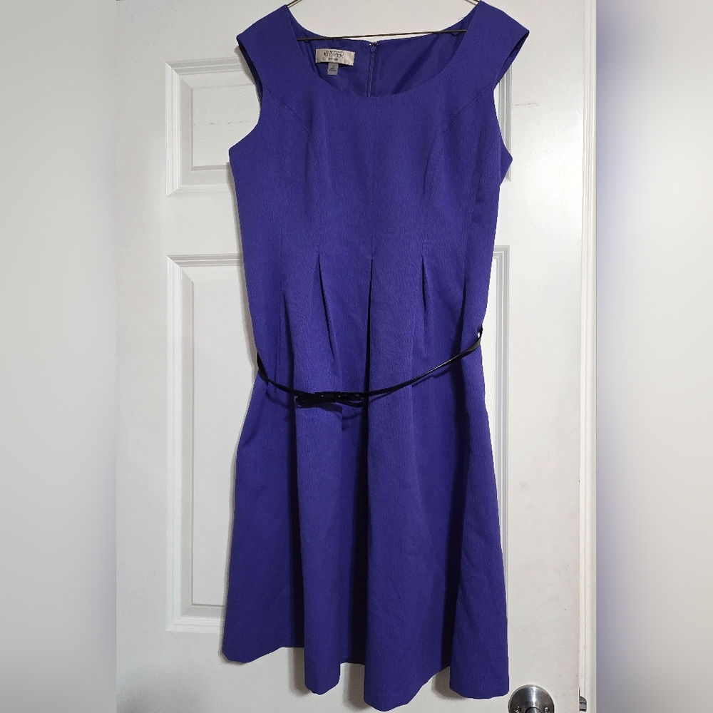 Kasper Purple Pleated Midi Dress for Cocktail